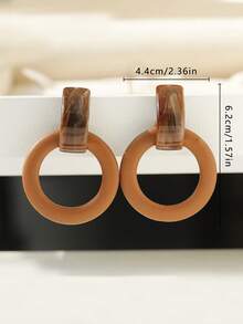 1 Pair Vintage Minimalist Round Geometric PU Earrings Suitable For Women's Daily, Party, Travel Wear - Hoop Earrings - View 2