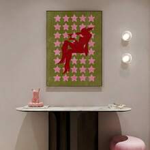 1 Piece Cowgirl Painting Posters Women Print Picture Red Silhouette Art Poster Pink Stars Background Mural Funky Wall Arts Western Wall Print Bar Decor Preppy Dorm Decoration No Frame - Cowgirl - View 9