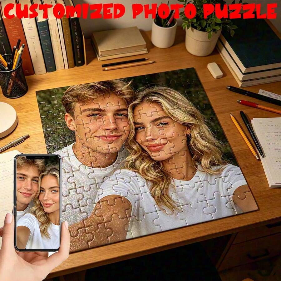 1pc Personalized Wooden Puzzle, Personalized Photo Portrait Puzzle, Birthday Gift, Special Occasion Personalized Puzzle Souvenir, Couple Portrait Puzzle, Travel Memory Photo Puzzle, Anniversary Customized Photo Puzzle, Graduation Class Photo Puzzle, Family Gathering Customized Puzzle, Holiday Customized Puzzle Gift