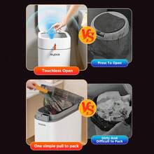 Joybos 1pc 3.5 Gallon Bathroom Trash Can With Lid , Touchless Motion Trash Can With Automatic Adsorption Bagging, Slim Small Waste Basket, Bathroom Garbage Can.Ultra-Thin Small Trash Basket, Suitable For Bedroom, Bathroom, Kitchen,Office, With 30 Bags - 白色 - 查看 19