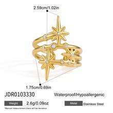 1pc 3-Layer Polaris Open Ring, Zirconia Inlaid Multi-Layer Star Adjustable Ring, Stainless Steel Personalized Women's Index Finger Accessory - Multicolor - View 7