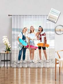 1pc Customized Photo Curtain, Personalized Curtain With Photo And Text, Custom Curtain, Warm Atmosphere - Suitable For Mother's Day, Valentine's Day, Birthday, Father's Day, Wedding, Christmas, Tea Room, Bedroom, Living Room, Bathroom - Multicolor - View 3