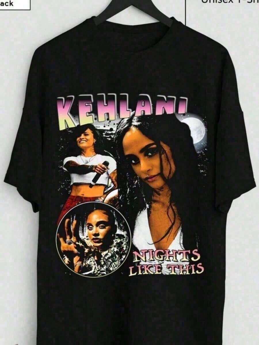 Kehlani Shirt, Kehlani Nights Like This Shirt, Hip-Hop-Musik-Merch, personalisiertes Freizeitshirt, vielseitig für den Alltag, Sommer-Damen-Vintage-Kurzarmshirt, hochwertige Camisetas Mujer Tops - Schwarz 2 - Übersicht 1