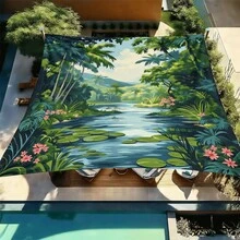 1 pieza Vela de sombra solar cuadrada con estampado geométrico de girasol fresco, adecuada para patio pequeño, piscina, área de ocio al aire libre de villa. Sombrilla de playa, tela de sombra solar para exteriores, toldo de playa, tienda de playa, sombra solar para patio, cenador al aire libre, cenador - Bohemia C - Ver 55