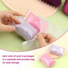 Colorful Wool Roving Set, 10g 8-Color Wool Roving Combination, Wool Felting Needle Punching Material Kit, DIY Wool Doll 80g - Iced Grape - View 5