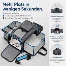 Faltbare Transporttasche für Katzen, 48*30*31 cm, grau, wasserdicht Transportbox für kleine Hunde – atmungsaktives Netzgewebe, aus Oxford Leichte Haustier-Tragetasche mit Schultergurt & waschbarem Kissen - Grau - Übersicht 4