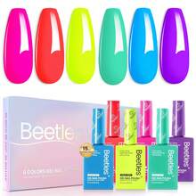 Set Kutek Gel Beetles Macaron Color 15ML 6 Warna, Botol Berwarna-warni, Mudah Dihapus, Cocok untuk Manikur dengan Lampu UV/LED - MultiWarna - View 2