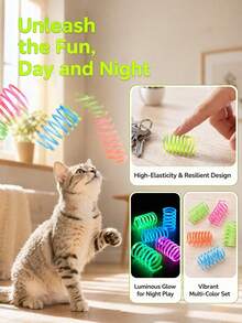 1/6pcs Colorful Feather Elastic Bouncy Ball Cat Toy, Interactive Self-Play Indoor Kitten Toy, Relieve Boredom And Burn Excess Energy, Daily Entertainment Pet Birthday Holiday Gift - View 10