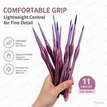 Yutiars [Premium Fine Brushes] 11pcs High-Quality Fine Bristle Paint Brushes, Suitable For Acrylic, Oil, Watercolor, Digital Oil Painting, Model And Craft, With Triangular Handle - Purple - View 5