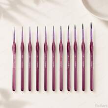 Yutiars [Premium Fine Brushes] 11pcs High-Quality Fine Bristle Paint Brushes, Suitable For Acrylic, Oil, Watercolor, Digital Oil Painting, Model And Craft, With Triangular Handle - Purple - View 12