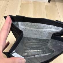 1個大容量可攜式加厚鋁箔保溫袋，旅行戶外野餐冷藏便當盒，輕量可折疊午餐袋，黑色 - 黑色 - 查看 6