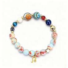 Natural Stone Beaded Bracelet, Zodiac Sign Bracelet, Natural Stone Beaded Chain, Solar System Bracelet, Suitable For Daily Wear, Party Accessory - Multicolor - View 2