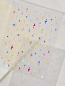 1 Relief Nail Art Charm Sticker, New Colorful And Versatile, Fashionable And Sweet Nail Art Sticker, Dazzling Star Decoration Sticker DIY Nail Stickers - Multicolor - View 6