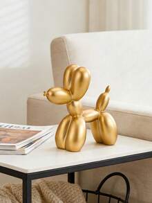 1pc Balloon Dog Statue, Modern Art Home Decor Sculpture, Home Accessory, Modern Home Decor Animal Art Ornament, Suitable For Coffee Table Kitchen Decor Color Scheme Room Aesthetics Metal Texture Gold Sculpture Dog - Gold - View 5