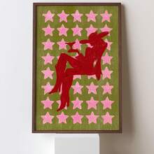 1 Piece Cowgirl Painting Posters Women Print Picture Red Silhouette Art Poster Pink Stars Background Mural Funky Wall Arts Western Wall Print Bar Decor Preppy Dorm Decoration No Frame - Cowgirl - View 13