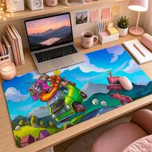 Cute Cartoon Animal Road Trip Green Van Large Vanity Mat, Colorful Mountain Countryside Travel Sign Print Non-Slip Rubber Extended Mouse Pad, Waterproof Long Keyboard Mat, Suitable For Makeup Table, Office Desk Decoration - View 3