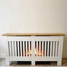 Gr8 Home Large White Wooden Radiator Cover MDF Slatted Grill Cabinet Display Shelf 152cm - Slatted - View 5