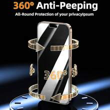1片 4向360°隱私螢幕保護貼，適用於 17 Pro Max/17 Air/16 Pro Max/15 Pro Max/15 Plus/14 Pro Max/13 Pro Max/12 Pro/11 Pro Max/XS Max，防偷窺、全覆蓋、防刮鋼化玻璃，相容Face ID，適用於智慧型手機 - 1PC - 查看 5