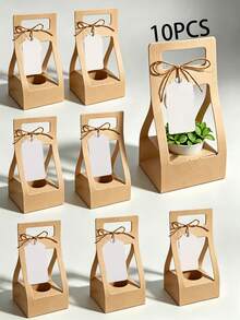 10pcs Succulent Plant Packaging Bags With Thank You Cards, Mini White Kraft Paper Gift Boxes, Wedding, Baby Shower, Succulent Party Favors Plant Holders, Suitable For 2.17 Inch Flower Pots - View 14