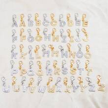 1 Set 26pcs A-Z Rhinestone Letter Charms, English Alphabet Pendants With Lobster Clasp For Bracelet Necklace Keychain DIY Jewelry Making - A-z Rhinestone Letter Charms Set - View 2