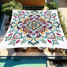 1 pieza Vela de sombra solar cuadrada con estampado geométrico de girasol fresco, adecuada para patio pequeño, piscina, área de ocio al aire libre de villa. Sombrilla de playa, tela de sombra solar para exteriores, toldo de playa, tienda de playa, sombra solar para patio, cenador al aire libre, cenador - Bohemia C - Ver 21