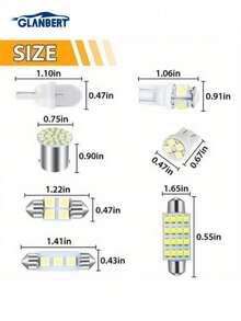 GLANBERT 42/24/14入 LED 車內燈 T10 T5 1156 6000K SMD 白色室內燈泡，可替換車牌燈/閱讀燈燈泡 - 白色 - 查看 5