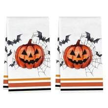 2pcs Halloween Decorative Kitchen Towels, Pumpkin Bat Spider Web Pattern Microfiber Kitchen Towels, 40*60cm/15.7*23.6in Towels, Single-Sided Print, Dish Cloths For Kitchen, Suitable For Restaurant Kitchen Bathroom Decoration, Holiday Gift - Multicolor - View 13