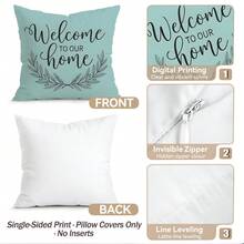 4pcs Hydrangea Butterfly And Floral Pattern Pillow Covers Without Inserts, Single-Sided Printed Pillow Covers, Suitable For Living Room Bedroom Home Decor, All-Season Pillow Covers - Multicolor - View 4