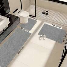 1pc/2pcs/3pcs Multiple Colors Bathroom Floor Mat, U-Shaped And Rectangular Design, Thickened Washable, Bathroom Home Decor, Grey Faux Jute Mat, Bathroom Toilet Edge Mat - E - View 4