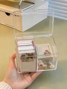 1pc Small Card Storage Box (9/8/6/2/1 Slots Multiple Sizes) Creative Transparent Idol Card Storage Box Plastic Card Organizer School Supplies Gift For Men Women Teens - Clear - View 4