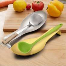 2pcs Thick Stainless Steel Spatula And Spoon Holder, Food Clip And Spoon Storage Pad For Hotels And Restaurants, Small Heat-Resistant Storage Tool For Kitchen Countertops - Multicolor - View 2