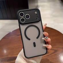 Free Shipping On 1 Item, Matte Dual-Layer Magnetic Charging  Handyhülle, 2mm Thick TPU+PC Material, 1300 Magnetic Force, Shockproof And Scratch-Resistant, Simple Solid Color, Compatible With MagSafe Magnetic Charging Interface For IPhone 12/Pro/Pro Max/13/Pro/Pro Max/14/Pro/Pro Max/15/Pro/Pro Max/16/Plus/Pro/Pro Max/17/Air/Pro/Pro Max - 黑色 - 查看 1