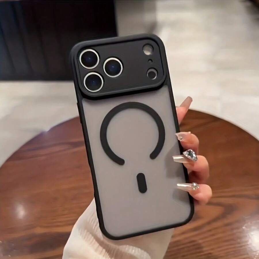 Free Shipping On 1 Item, Matte Dual-Layer Magnetic Charging Handyhülle, 2mm Thick TPU+PC Material, 1300 Magnetic Force, Shockproof And Scratch-Resistant, Simple Solid Color, Compatible With MagSafe Magnetic Charging Interface For IPhone 12/Pro/Pro Max/13/Pro/Pro Max/14/Pro/Pro Max/15/Pro/Pro Max/16/Plus/Pro/Pro Max/17/Air/Pro/Pro Max - 黑色 - 查看 1