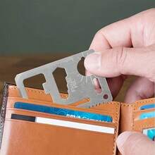 1pc/2pcs Multi-Function Outdoor Tool Card, Portable Survival Pocket Card, Bottle Opener Survival Card; Multi-Function Tool Suitable For Camping And Hiking - Silver - View 3