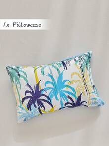 1pc Colorful Coconut Tree Print Pillowcase, Vacation Style Polyester Decorative Cushion Cover, Suitable For All Seasons, Spring/Summer Home Decor, Soft And Breathable, Machine Washable, No Filling - Multicolor - View 1
