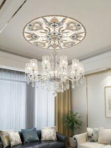 2 Pcs/Set Creative Ceiling Pendant Light Decorative Wall Stickers, High-End Hotel Lobby Ceiling & Floor Round Mosaic Stickers, 3 Sizes Available - 2pcs - View 1