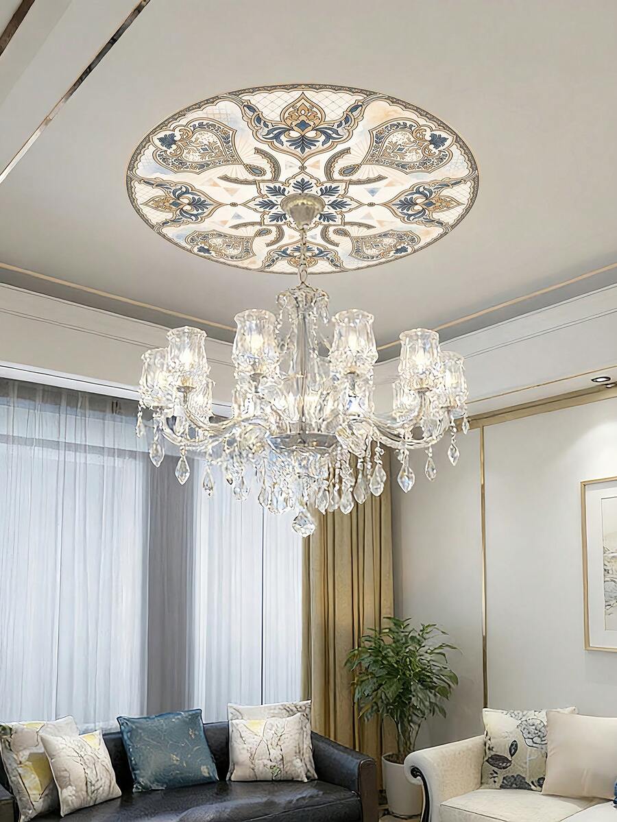 2 Pcs/Set Creative Ceiling Pendant Light Decorative Wall Stickers, High-End Hotel Lobby Ceiling & Floor Round Mosaic Stickers, 3 Sizes Available - 2pcs - View 1