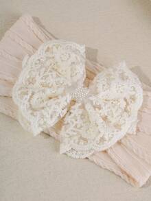 1 pièce Bandeau en dentelle avec nœud et perle pour bébé fille, accessoire pour cheveux, convient pour le port quotidien et les fêtes, cadeau parfait pour les filles - Multicolore - Voir 5