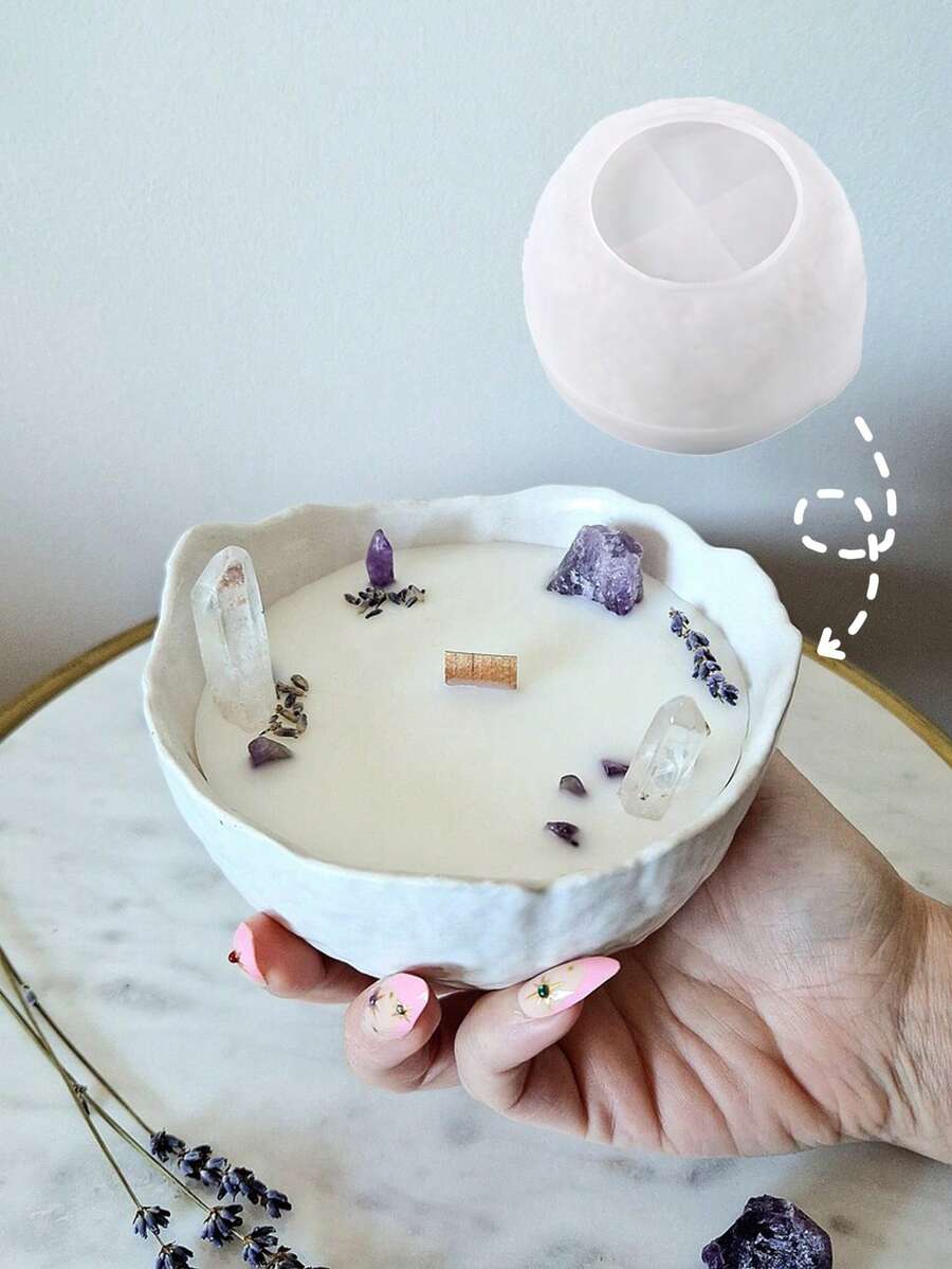 1件不對稱收納碗矽膠模具,創意極簡 DIY 蠟燭杯石膏模具,家居裝飾與禮品飾品環氧樹脂模具,手工藝鑄造模具,藝術裝飾石膏模 - 白色 - 查看 1
