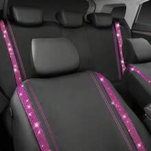 9/4pcs Shiny Rhinestone Faux Leather Car Seat Covers, Sequin Crystal Design, Women's Style, Compatible With Airbags, Suitable For Sedan, SUV And Minivan, Full Set For Seats And Headrests - Style a - View 7