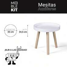 KIWI MOBLEKIT | Wooden And Metal Side Tables For Living Room Or Bedroom, Modern Functional Tables With Different Shapes And Heights, Fixed Or Folding Options For Home - 白色 35 公分 – 3 腿 - 查看 3