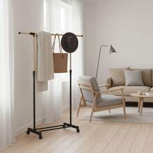 KIWI MOBLEKIT | Free-Standing And Expandable Clothes Racks In Metal And Wood, Clothing With Adjustable Options, With Wheels Or Shelves, Organizers For Bedroom, Entryway And Home - 木材 88x145x43x90-160 厘米 - 查看 8