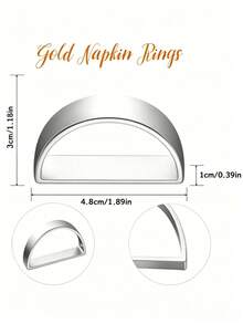4-24 Stücke matte goldene D-förmige Serviettenringe, halbkreisförmige Metall-Serviettenhalter-Schnallen, Tischdekoration, Hochzeit, Bankett, Party - Silber - Übersicht 7