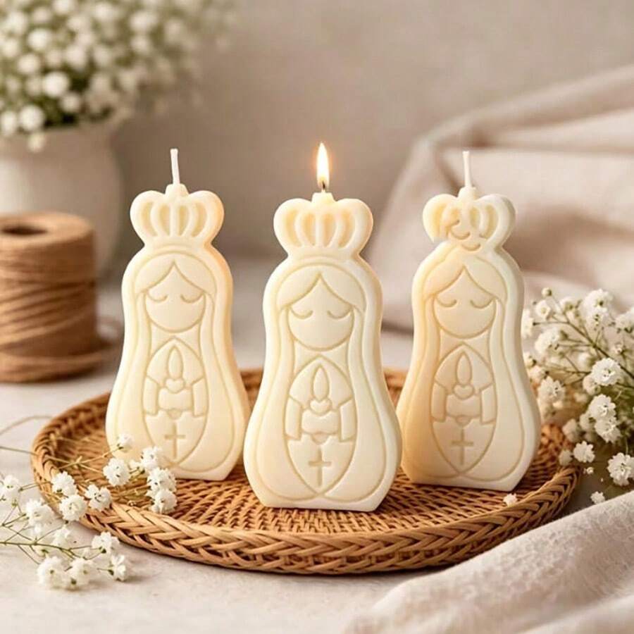 1pc Virgin Mary Silicone Candle Mold Set, 3D Portrait Sculpture Mold, Suitable For DIY Candle/Plaster/Resin Crafting, Virgin Mary & Cowboy Design, Home Decor And Holiday Gift - Our Lady - View 1