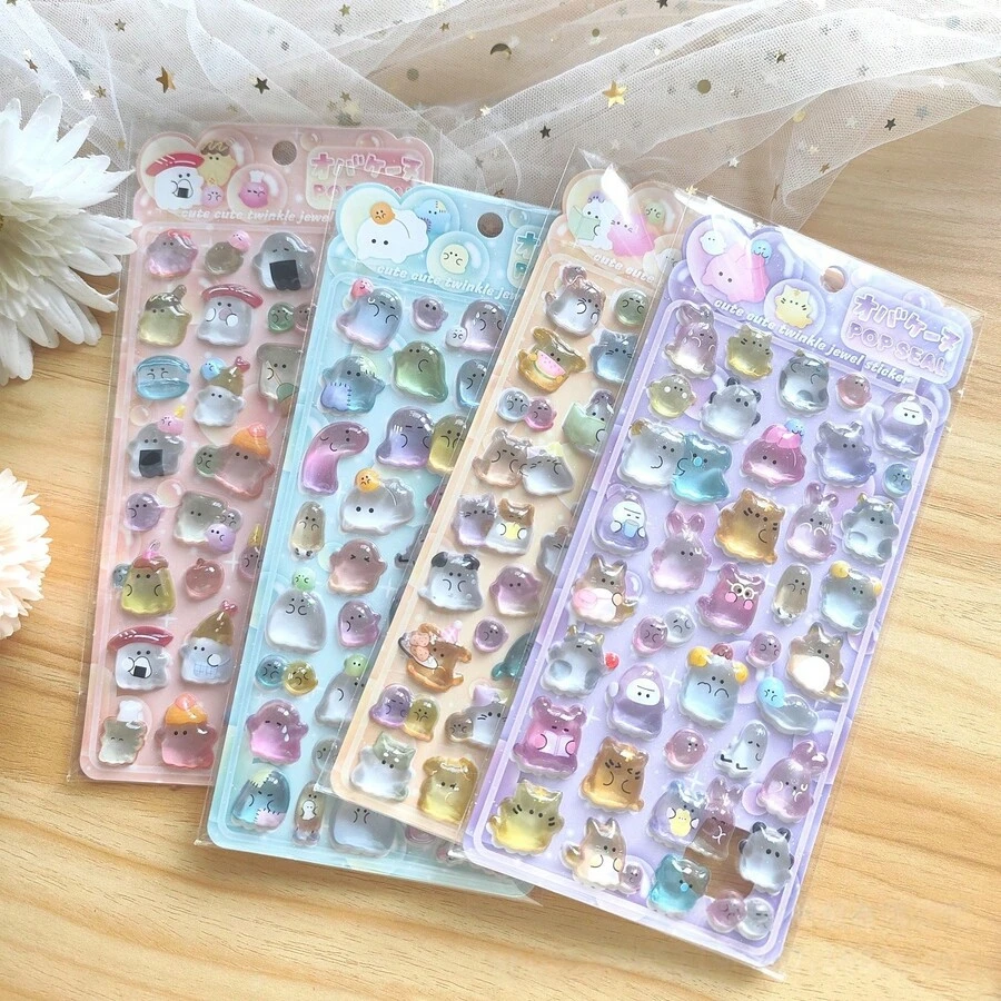 Japan Q-Lia 3D Jelly Bubble Stickers Glossy Raised Epoxy Decals Cute Animal Scrapbook Kids Reward Craft Toy Sticker Sheet - Multicolor - View 1