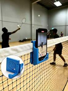 Adjustable Angle Tennis Net Camera Mount, Tennis Self-Correction Action, 3D Printed, Portable Foldable Phone Camera Stand, Dual-Sided Shooting Prop, Portable Minimalist, Record Your Sports Highlights, Easy To Use And View, Suitable For Athletes And Spectators Sports Field Accessory - Multicolor - View 3