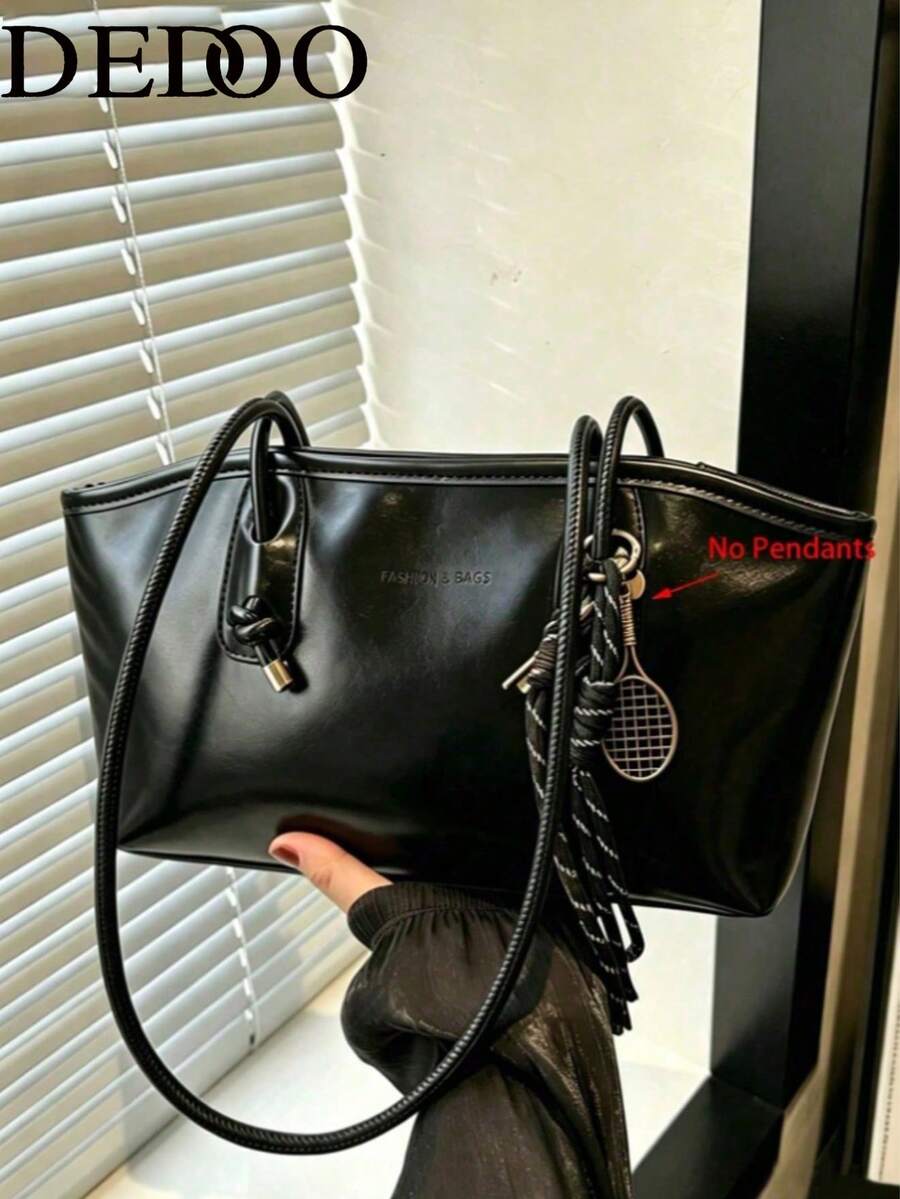 Dedoo 1pc New Coffee Color Bowling Bag, Autumn/Winter Vintage Style, Suitable For Commuting/Student Use (Pendant Not Included)