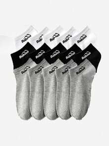 5/10/15 Pairs Men's Babous Mountain Logo Short Boat Socks Multi-Color Assortment, Versatile Daily Wear, Multiple Sizes Available, Simple Classic Men's Socks Set - Multicolor - View 7