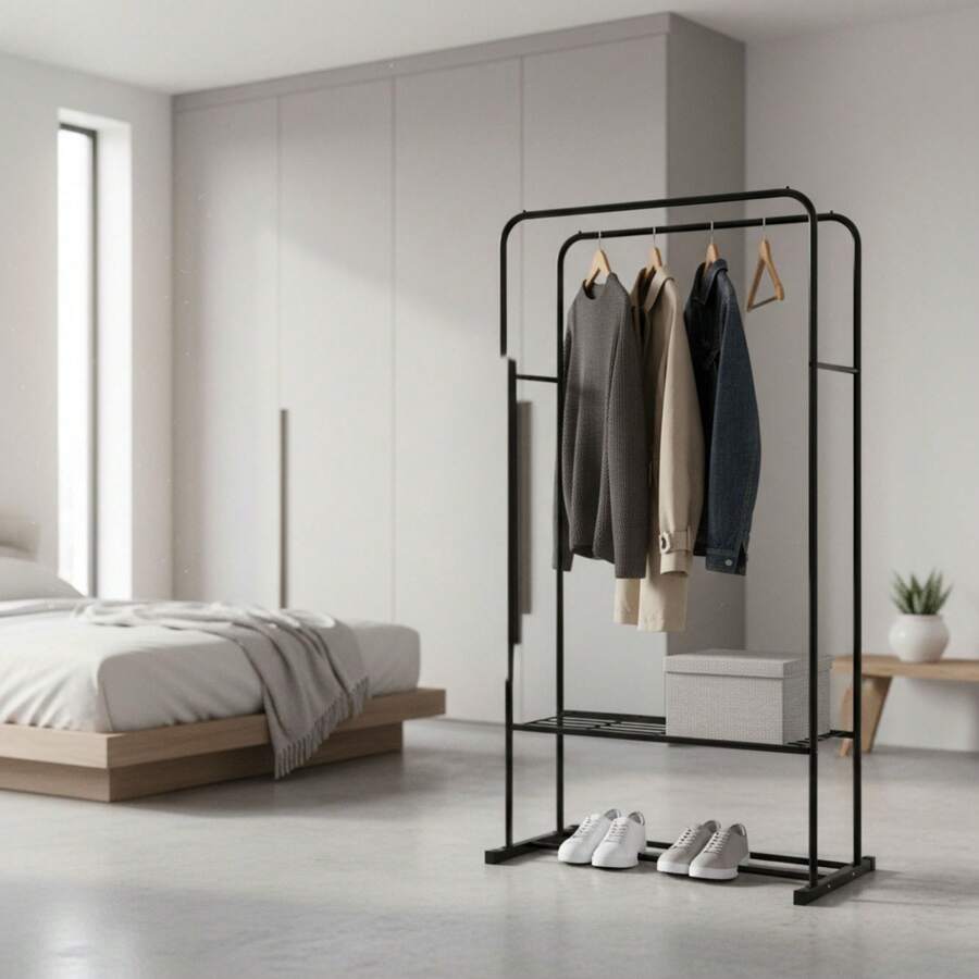 KIWI MOBLEKIT | Free-Standing And Expandable Clothes Racks In Metal And Wood, Clothing With Adjustable Options, With Wheels Or Shelves, Organizers For Bedroom, Entryway And Home - 雙人床 81x50x125-150 厘米 - 查看 1
