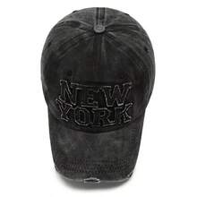 1pc Y2K Vintage Washed Dad Hat, Distressed Brim, NEW YORK Letter Embroidery Baseball Cap, Unisex Street Fashion Outdoor Sun Protection Hat - Multicolor - View 2